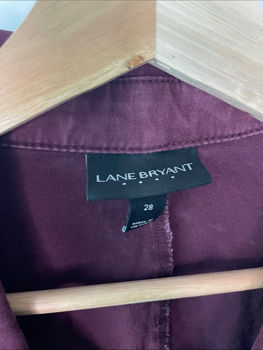 Lane Bryant Plum Button-Front Jacket, Ruffle Bottom - Picture 2 of 8
